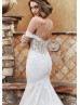 Ivory Lace Tulle Wedding Dress With Detachable Sleeves